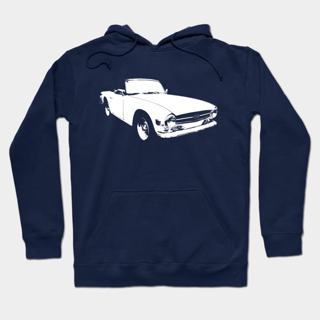 Triumph TR6 1970s classic sports car monoblock white Hoodie by soitwouldseem